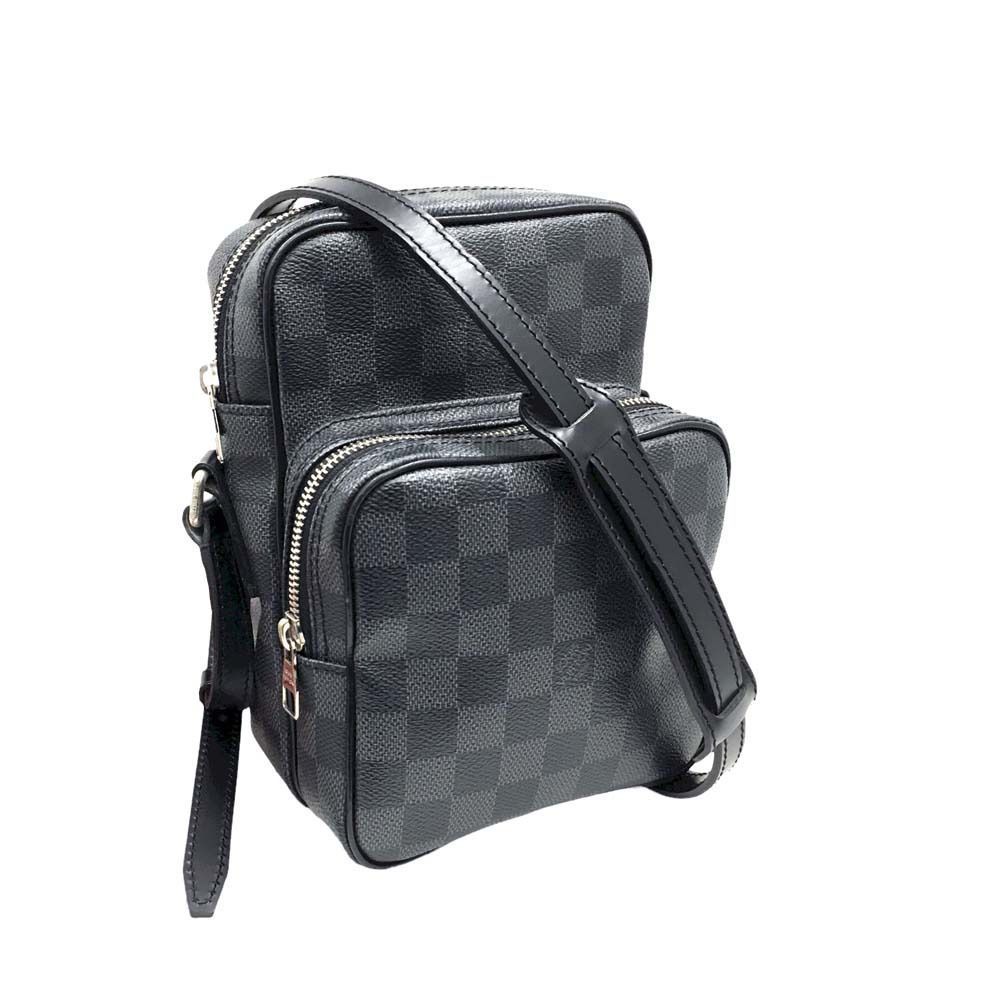Louis Vuitton Rem Shoulder Bag Black Crossbody Bag PVC Leather Nume Leather